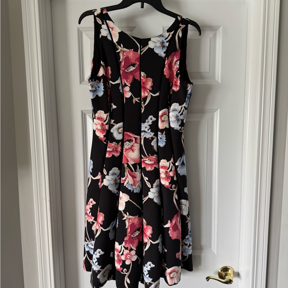 Floral Sleeveless Black Dress